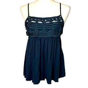 Vintage Forever 21 Y2K Babydoll Embroidered Side Zipper Teal Tank Top Women’s M